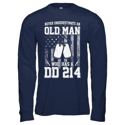 Never Underestimate An Old Man Who Has DD214-T-Shirt & Hoodie-Long Sleeve T-Shirt-Navy