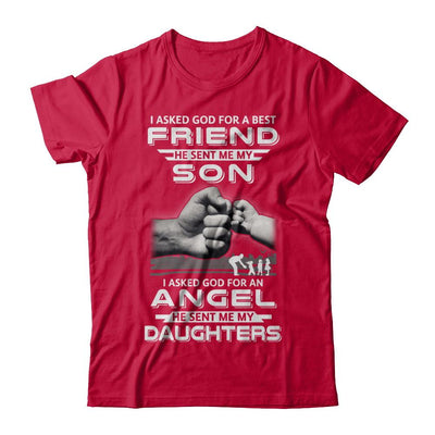 I Asked God For A Best Friend He Sent Me My Son And Daughters-T-Shirt & Hoodie-Classic T-Shirt-Red