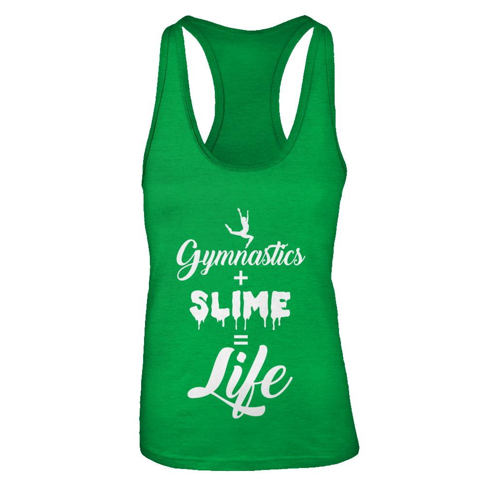 Daughter Mom Gymnastics And Slime Is Life-T-Shirt & Tank Top-Women's Ideal Racerback Tank-Kelly Green