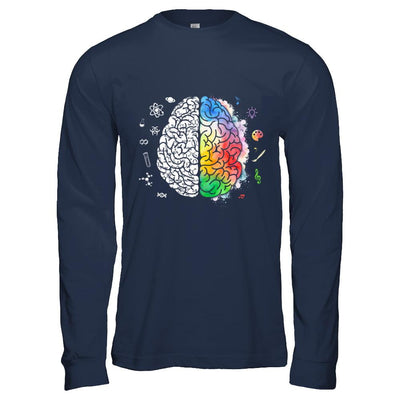 Colorful Brain Chemistry Science And Art-T-Shirt & Hoodie-Long Sleeve T-Shirt-Navy