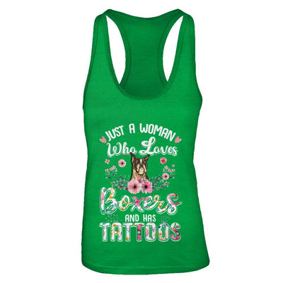 Just A Woman Who Loves Boxers And Has Tattoos-T-Shirt & Tank Top-Women's Ideal Racerback Tank-Kelly Green