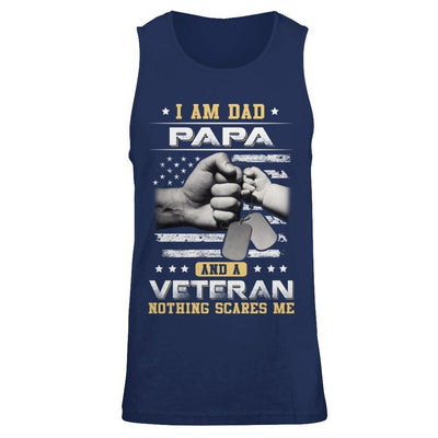 I'm A Dad Papa And A Veteran Nothing Scares Me-T-Shirt & Hoodie-Unisex Tank-Navy