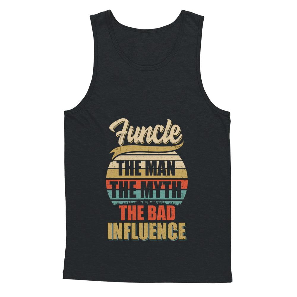 Vintage Funcle The Man The Myth The Bad Influence-T-Shirt & Hoodie-Unisex Tank-Black