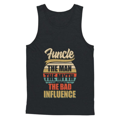 Vintage Funcle The Man The Myth The Bad Influence-T-Shirt & Hoodie-Unisex Tank-Black