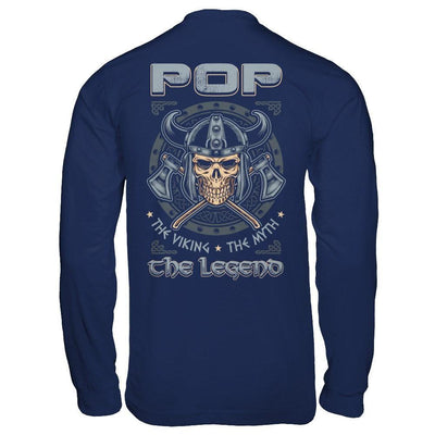 Pop The Viking The Myth The Legend-T-Shirt & Hoodie-Long Sleeve T-Shirt-Navy