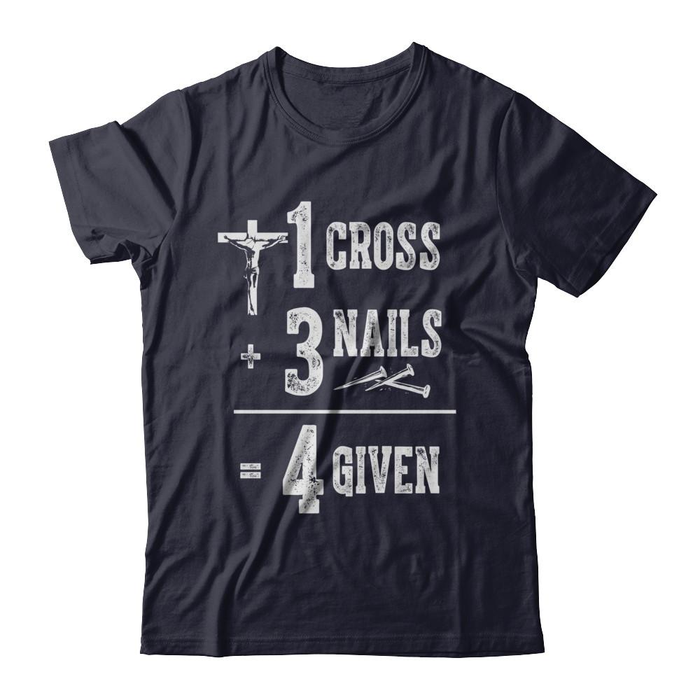 1 Cross 3 Nails 4 Given God Jesus Christian-T-Shirt & Hoodie-Premium T-Shirt-Midnight Navy