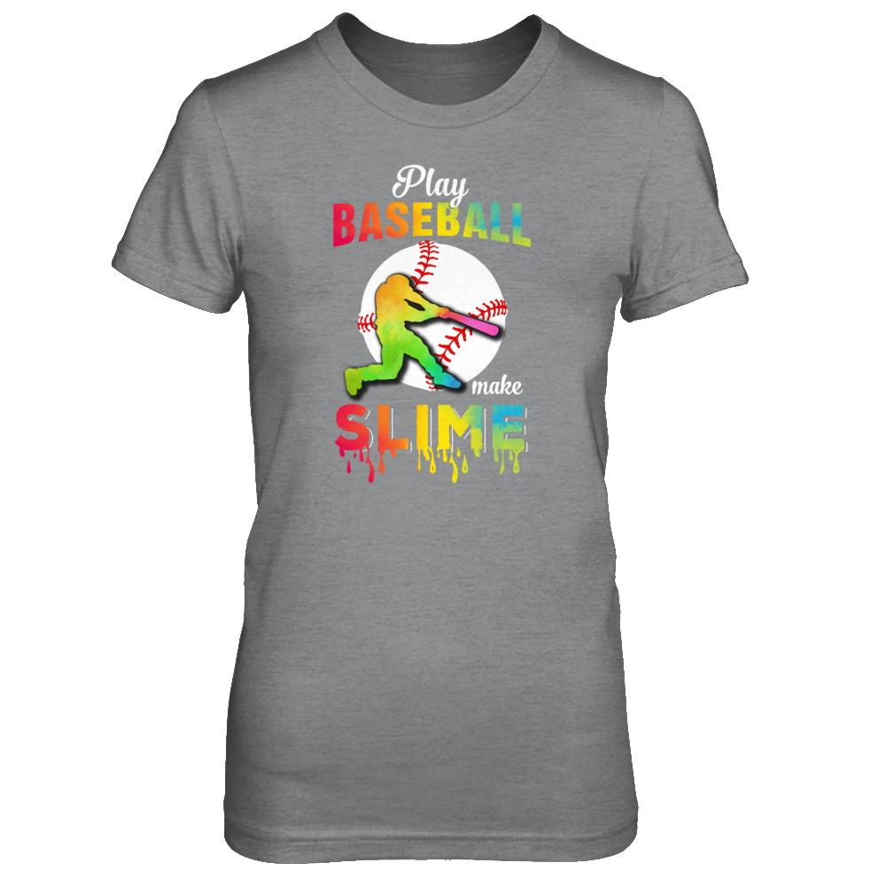 Play Baseball Make Slime Watercolor For Girl Women-T-Shirt & Tank Top-Women's T-Shirt-Sport Grey
