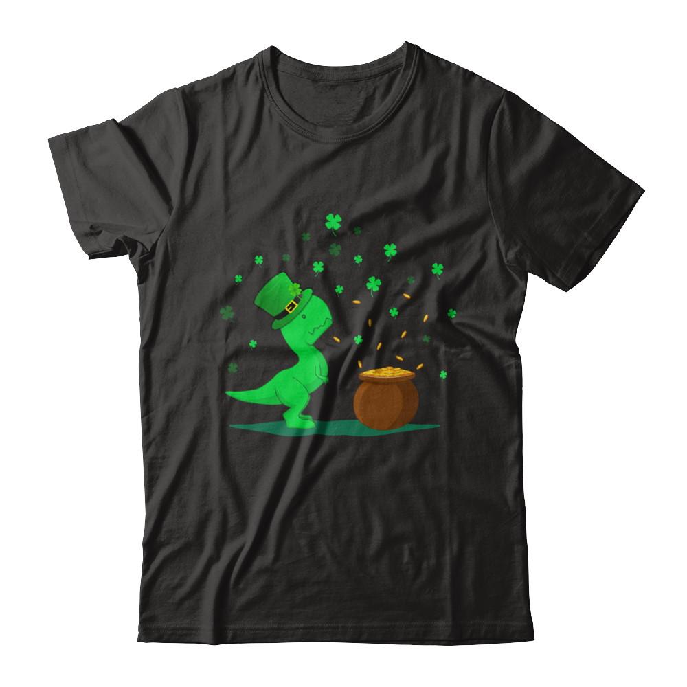 Lucky Dinosaur T-Rex St Patrick's Day Gift-T-Shirt & Hoodie-Premium T-Shirt-Black