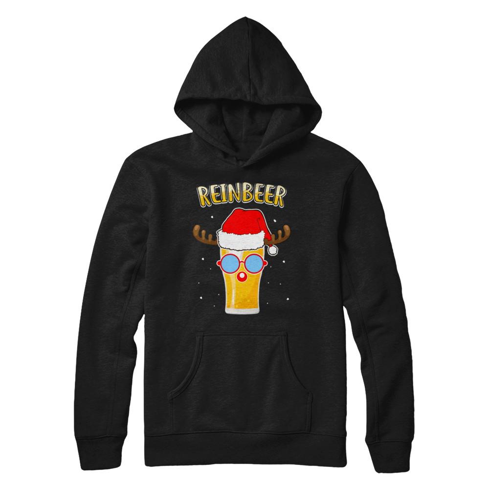 Funny Christmas Gift Beer Reindeer Lovers Reinbeer-T-Shirt & Sweatshirt-Pullover Hoodie-Black