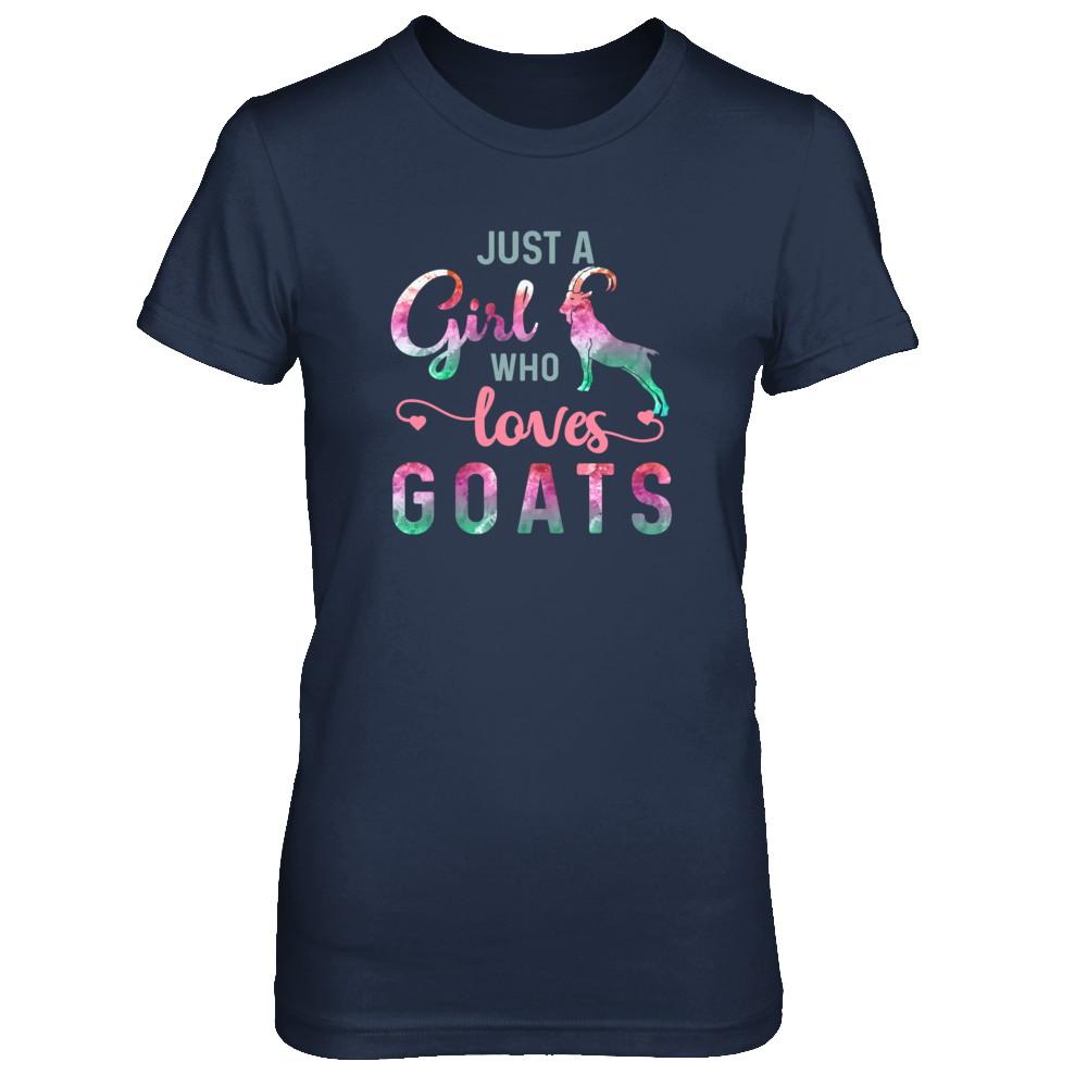 Just A Girl Who Loves Goats Goat Lover-T-Shirt & Tank Top-Women's T-Shirt-Navy