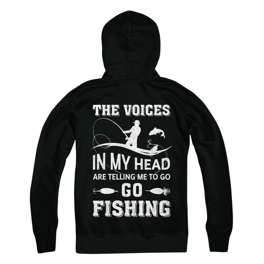 The Voices In My Head Are Telling Me To Go Fishing-T-Shirt & Hoodie-Pullover Hoodie-Black