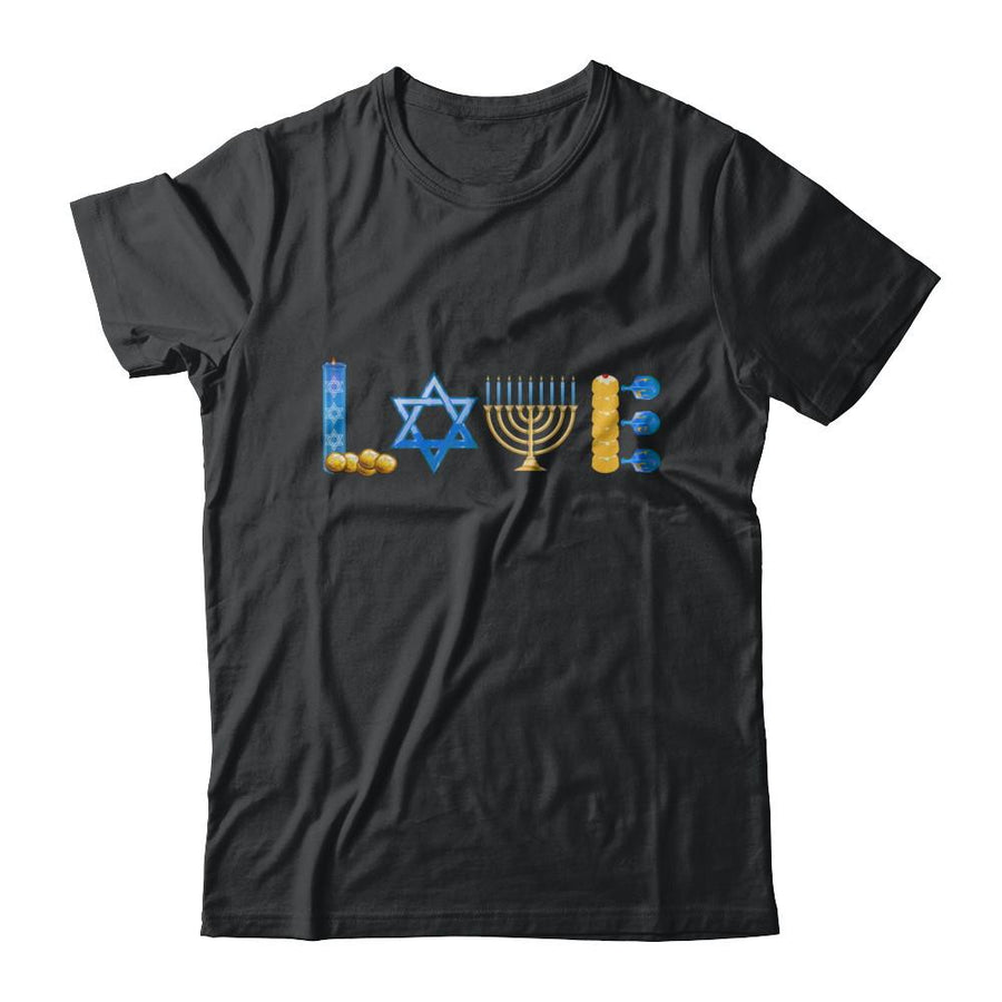 Jewish Love Happy Hanukkah Star Heart Gift-T-Shirt & Sweatshirt-Classic T-Shirt-Black