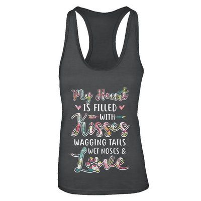 My Heart Is Filled With Kisses Wagging Tails Wet Noses Dog-T-Shirt & Tank Top-Women's Ideal Racerback Tank-Black