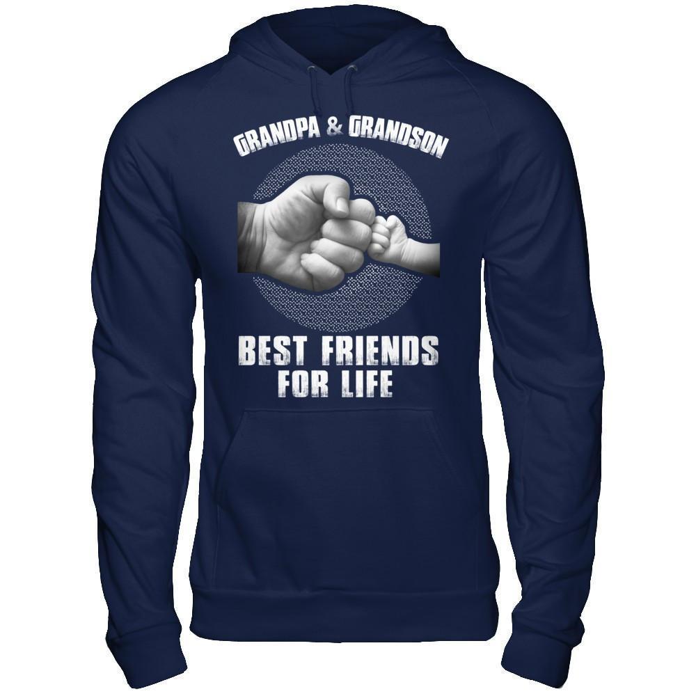 Grandpa And Grandson Best Friends For Life-T-Shirt & Hoodie-Pullover Hoodie-Navy