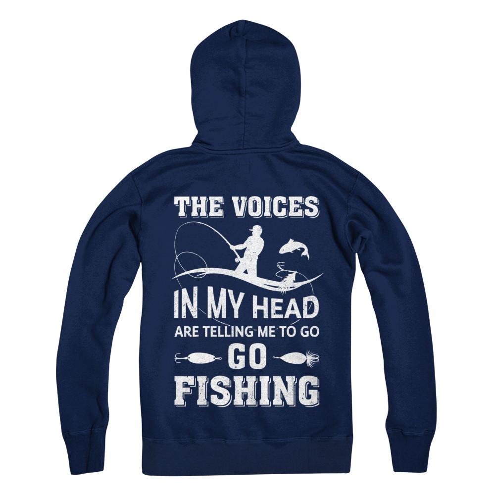 The Voices In My Head Are Telling Me To Go Fishing-T-Shirt & Hoodie-Pullover Hoodie-Navy
