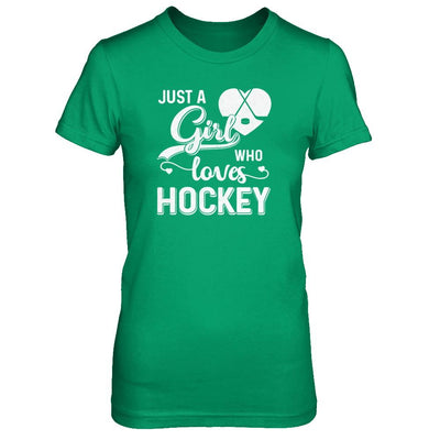 Just A Girl Who Loves Hockey-T-Shirt & Tank Top-Women's T-Shirt-Irish Green