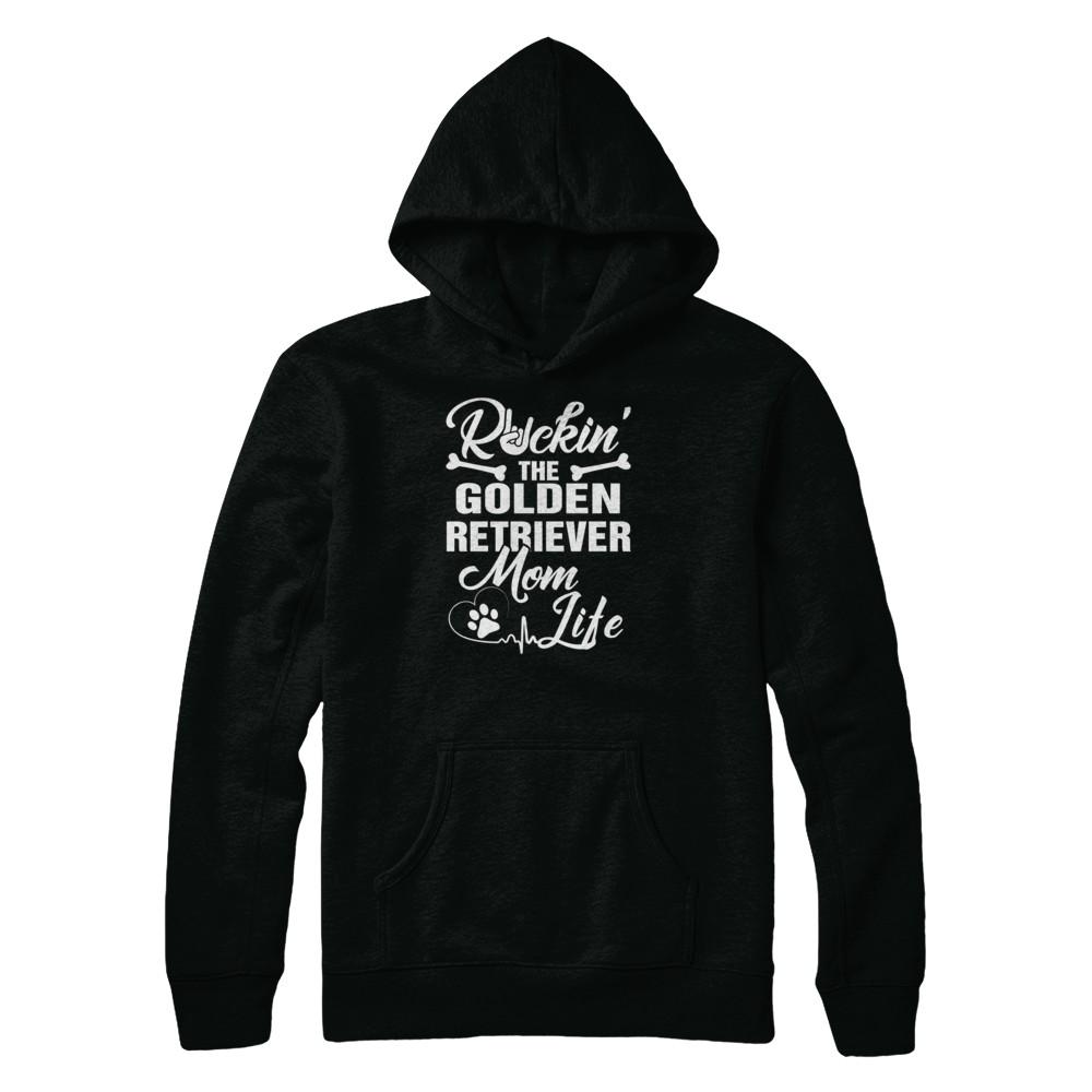 Rockin The Golden Retriever Mom Life-T-Shirt & Tank Top-Pullover Hoodie-Black