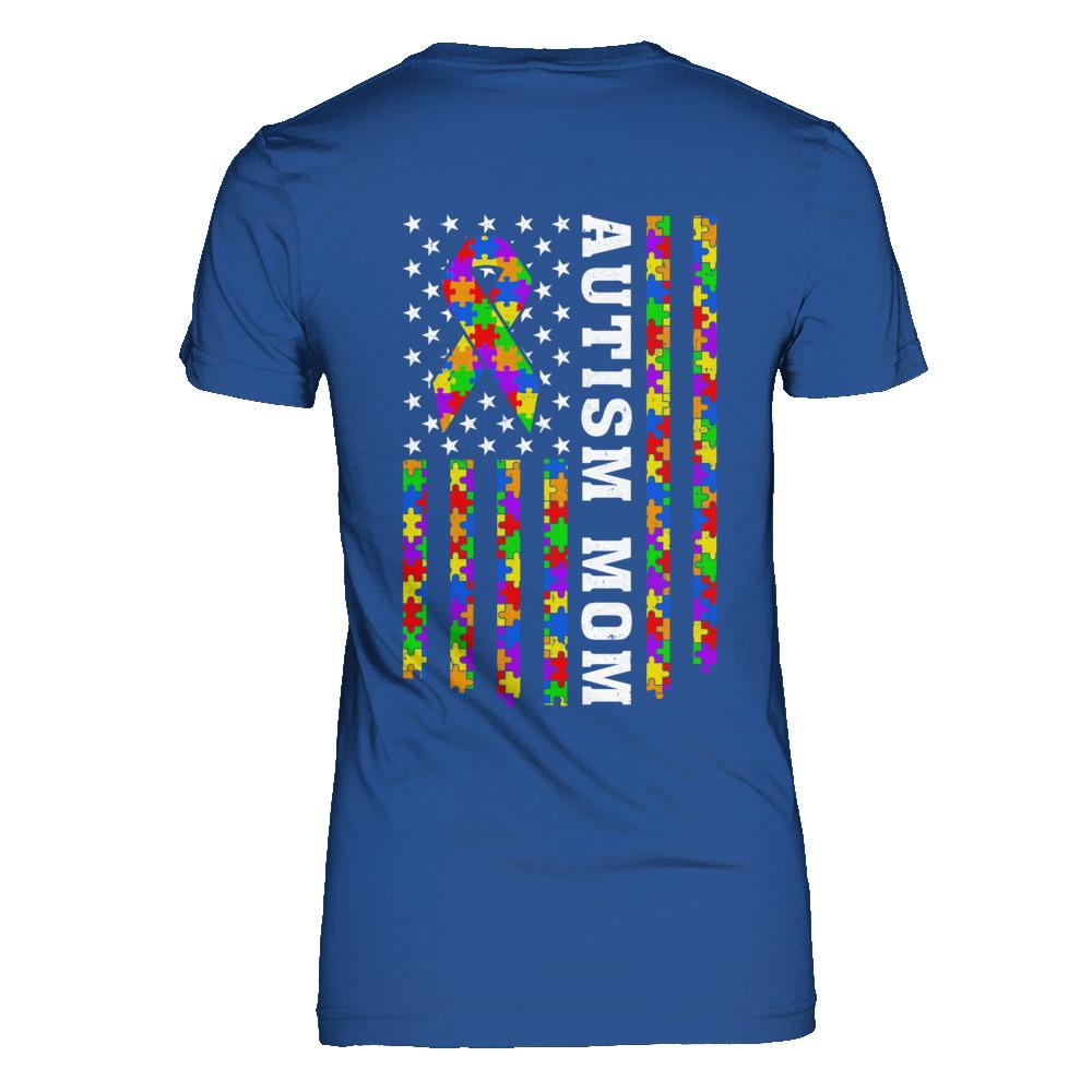 Proud Autism Mom Us Flag Autistic Mommy Mothers Day-T-Shirt & Hoodie-Women's T-Shirt-Royal