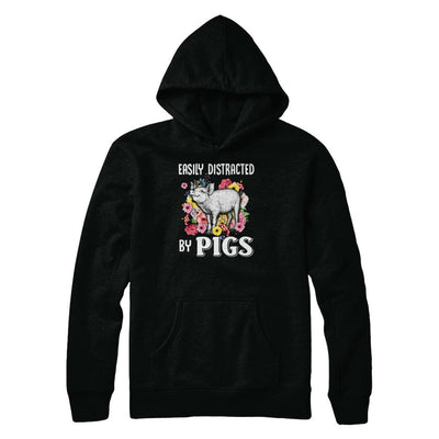 Easily Distracted By Pigs-T-Shirt & Tank Top-Pullover Hoodie-Black