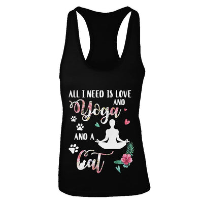 All I Need Is Love And Yoga And A Cat-T-Shirt & Tank Top-Women's Ideal Racerback Tank-Black