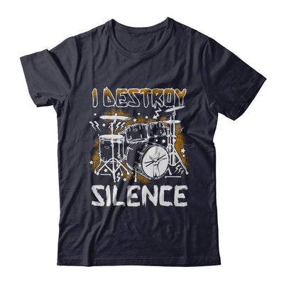 I Destroy Silence Drums Funny Drummer Musician-T-Shirt & Hoodie-Premium T-Shirt-Midnight Navy