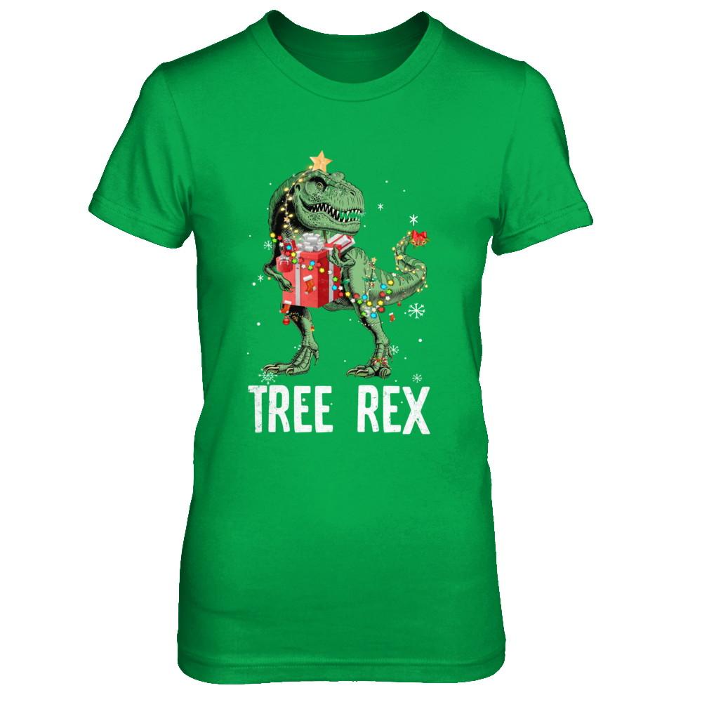 Christmas Tree For Kids Boys T Rex Dinosaur Xmas Gifts-T-Shirt & Sweatshirt-Women's T-Shirt-Irish Green