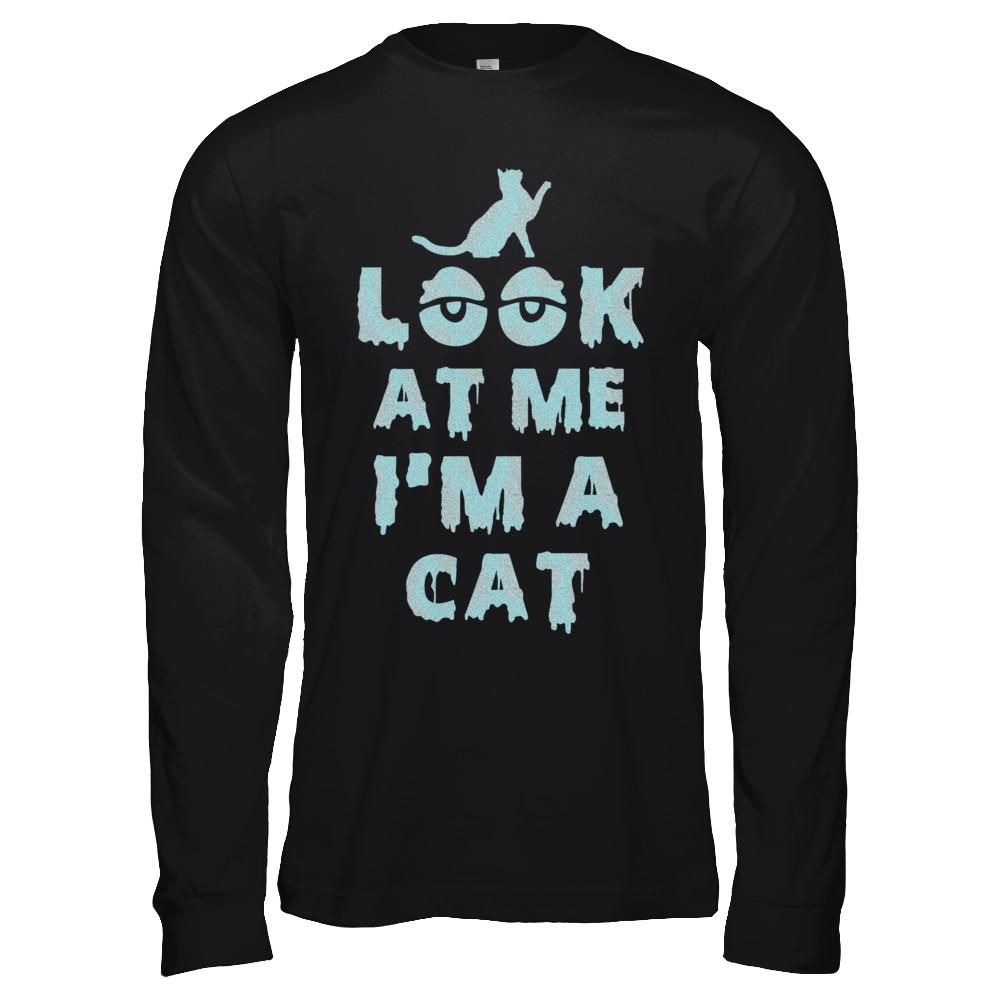 Look At Me I'm A Cat Halloween Costume-T-Shirt & Hoodie-Long Sleeve T-Shirt-Black