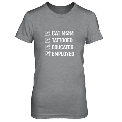 Cat Mom Tattooed Educated Employed-T-Shirt & Tank Top-Women's T-Shirt-Sport Grey