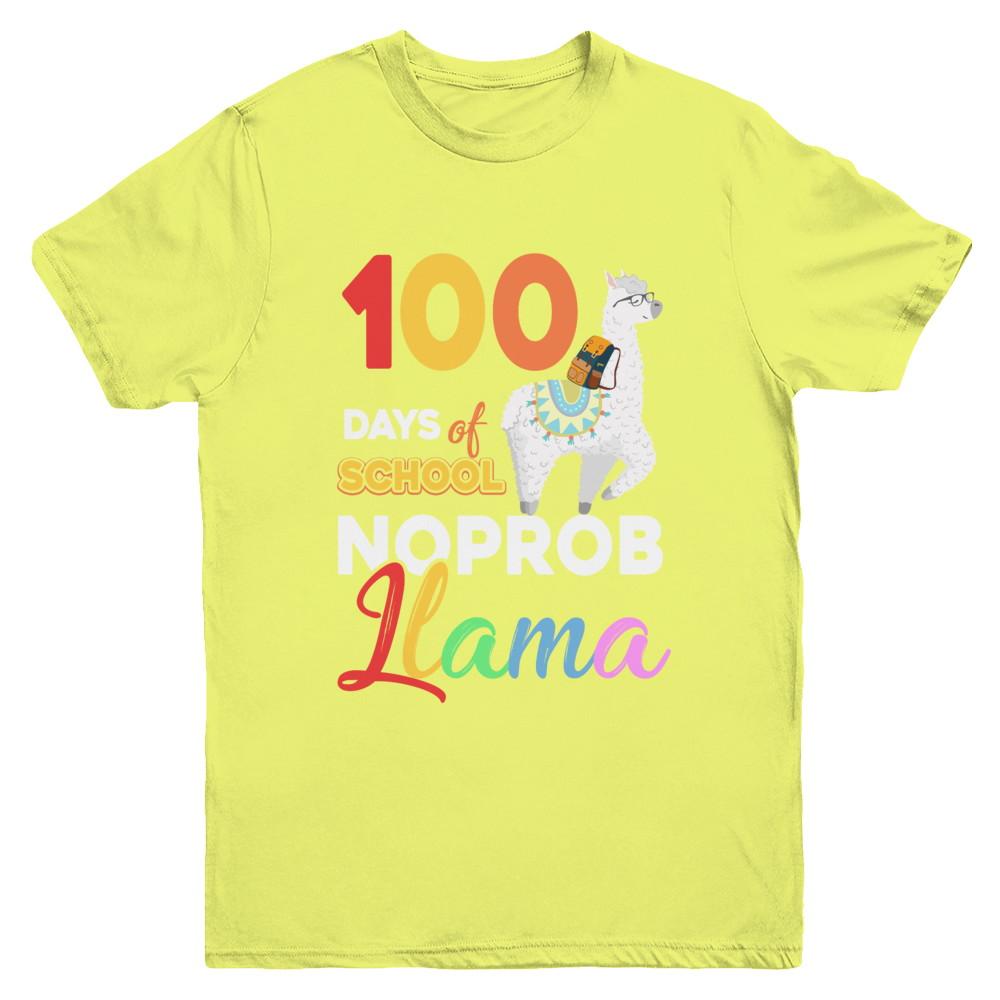 100 Days Of School Shirt Cute No Probllama Llama Youth-Youth Shirt-Youth T-Shirt-Daisy