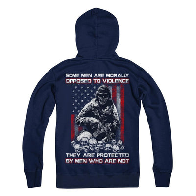 Veteran Men Opposed To Violence They Are Protected By Men Who Are Not-T-Shirt & Hoodie-Pullover Hoodie-Navy