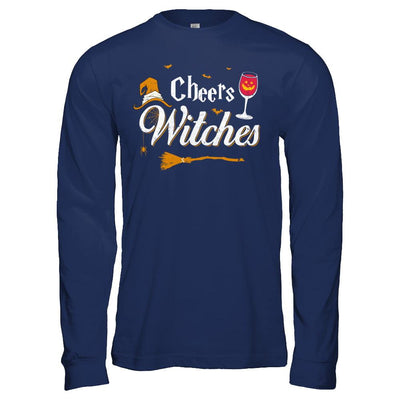 Cheers Witches Happy Hallowine Witch Halloween-T-Shirt & Hoodie-Long Sleeve T-Shirt-Navy