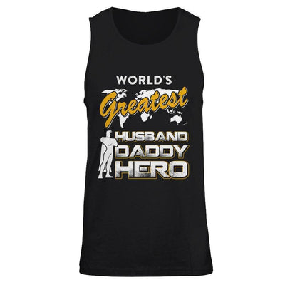 World's Greatest Husband Daddy Hero-T-Shirt & Hoodie-Unisex Tank-Black