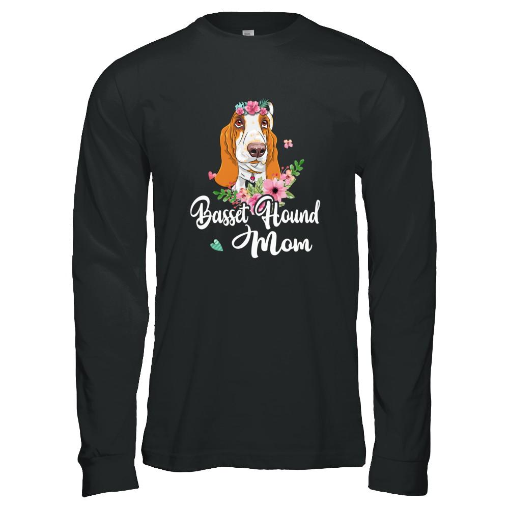 Basset Hound Mom Funny Dog Mom Gift Idea-T-Shirt & Tank Top-Long Sleeve T-Shirt-Black