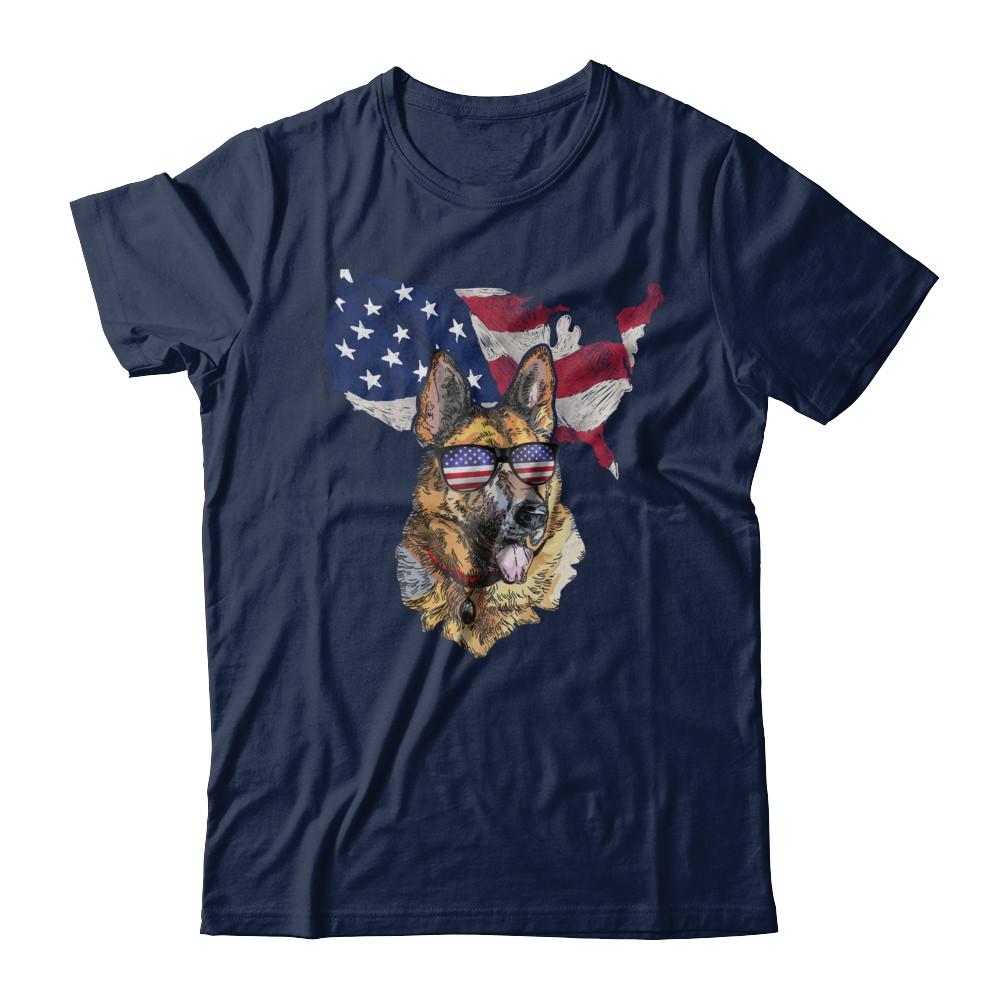 Funny Patriot German Shepherd Dog 4Th Of July American Flag-T-Shirt & Hoodie-Classic T-Shirt-Navy
