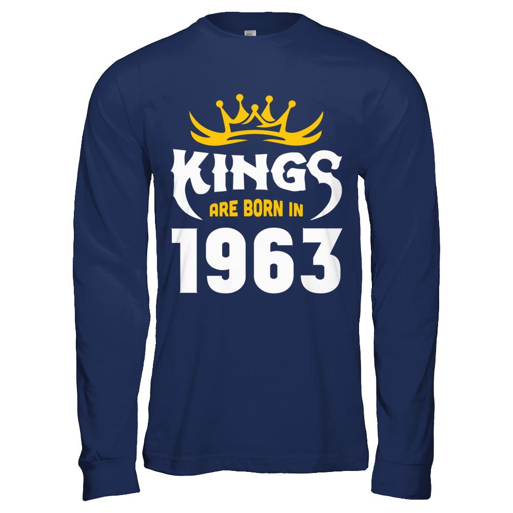 Kings Are Born In 1963 Birthday Gift-T-Shirt & Hoodie-Long Sleeve T-Shirt-Navy