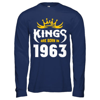 Kings Are Born In 1963 Birthday Gift-T-Shirt & Hoodie-Long Sleeve T-Shirt-Navy