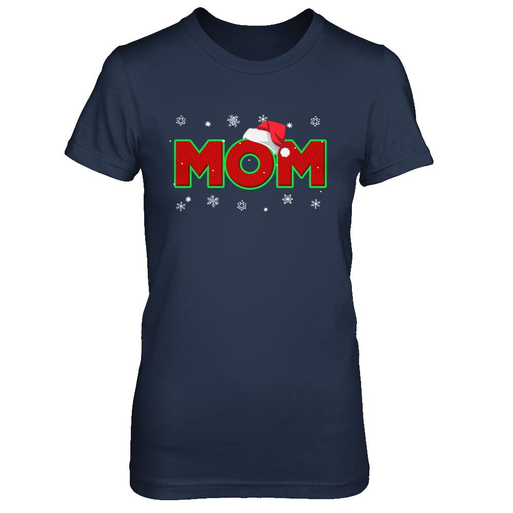 Mom Christmas Santa Ugly Sweater Gift-T-Shirt & Sweatshirt-Women's T-Shirt-Navy