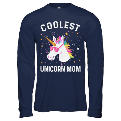 Coolest Unicorn Mom Cute Funny Unicorn Mothers Day-T-Shirt & Hoodie-Long Sleeve T-Shirt-Navy