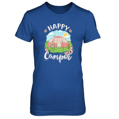 Happy Camper Flower Funny Camping Girl Gifts-T-Shirt & Tank Top-Women's T-Shirt-Royal