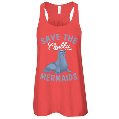 Save The Chubby Mermaids-T-Shirt & Tank Top-Women's Flowy Racerback Tank-Red