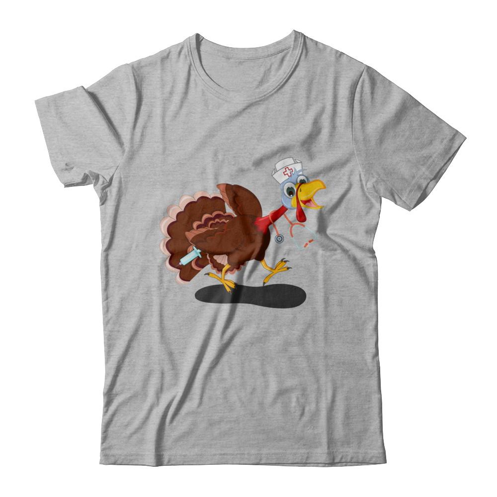Nurse Turkey Funny Thanksgiving Day-T-Shirt & Hoodie-Premium T-Shirt-Heather Gray