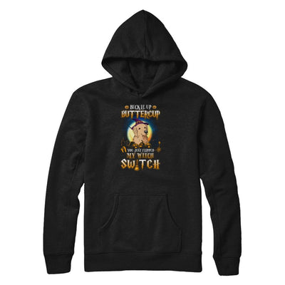 Buckle Up Buttercup Halloween Witch Golden Retriever Costume-T-Shirt & Tank Top-Pullover Hoodie-Black