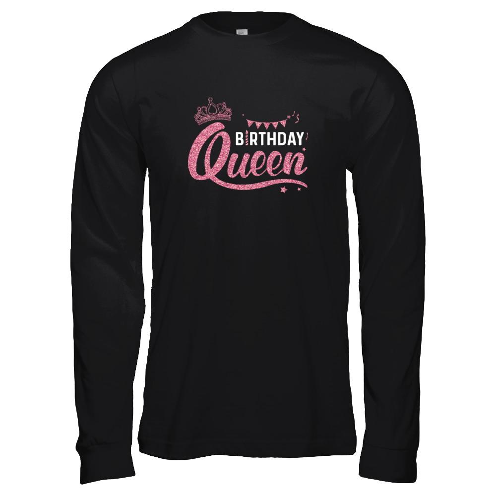 Birthday Queen Happy Party-T-Shirt & Tank Top-Long Sleeve T-Shirt-Black