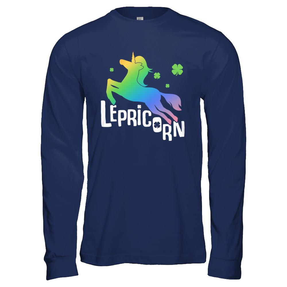 Lepricorn Funny St. Patrick's Day Unicorn Leprechaun-T-Shirt & Hoodie-Long Sleeve T-Shirt-Navy