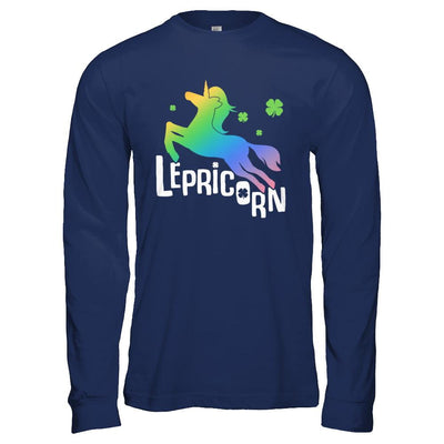 Lepricorn Funny St. Patrick's Day Unicorn Leprechaun-T-Shirt & Hoodie-Long Sleeve T-Shirt-Navy