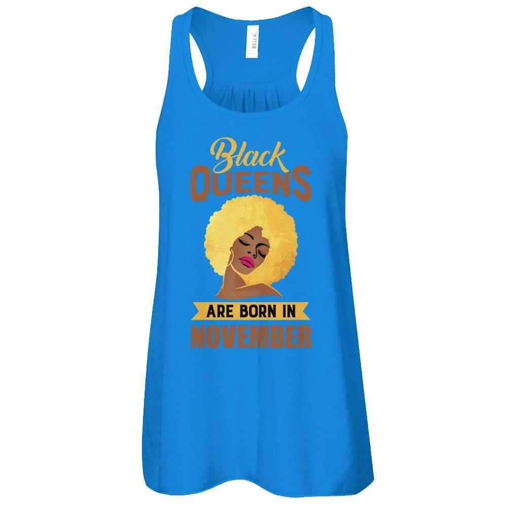 Black Queens Are Born In November Birthday Gift-T-Shirt & Tank Top-Women's Flowy Racerback Tank-True Royal