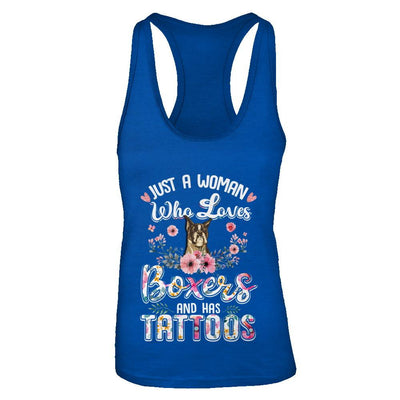 Just A Woman Who Loves Boxers And Has Tattoos-T-Shirt & Tank Top-Women's Ideal Racerback Tank-Royal