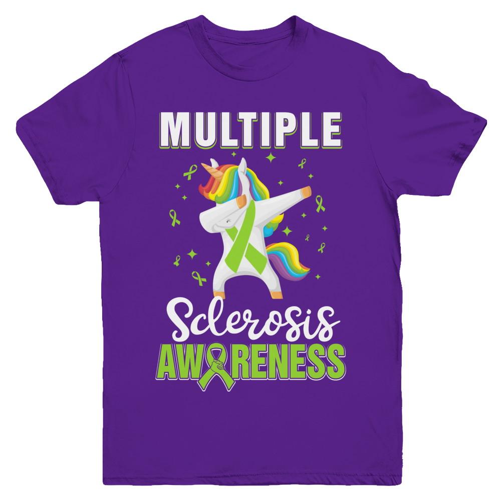 Inspirational Multiple Sclerosis Awareness Unicorn Support Youth-Youth Shirt-Youth T-Shirt-Purple