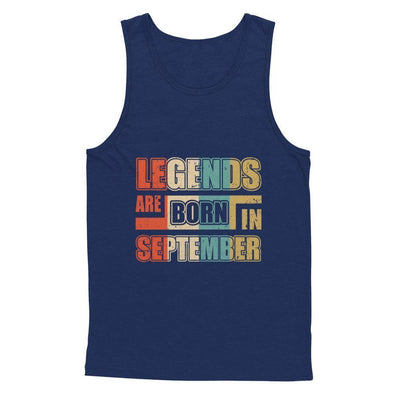 Classic Vintage Legends Are Born In September Birthday-T-Shirt & Hoodie-Bella Canvas - Unisex Jersey Tank-Navy