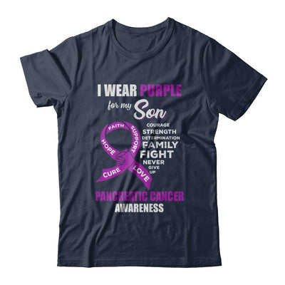 Pancreatic Cancer I Wear Purple For My Son Dad Mom-T-Shirt & Hoodie-Classic T-Shirt-Navy